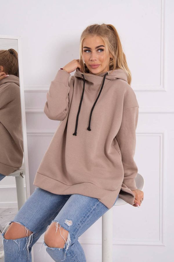 Kesi Insulated sweatshirt with zipper on the side dark beige