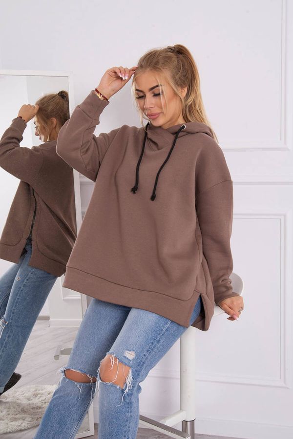 Kesi Insulated sweatshirt with zipper on the side of the mocha