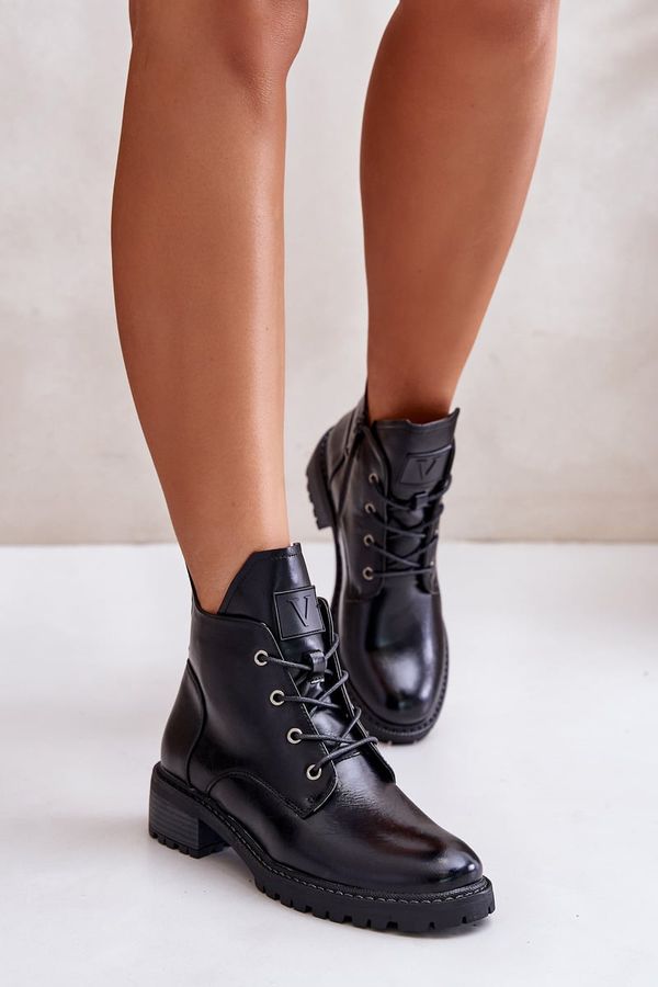 VINCEZA Insulated women's ankle boots on a low heel Vinceza black