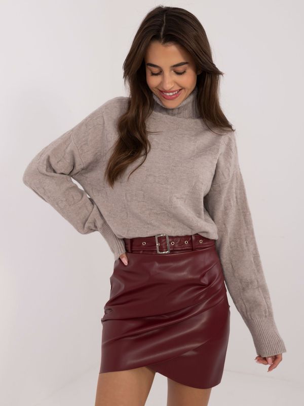 Fashionhunters Internet Wholesale Women's Mini Skirt Burgundy Made of Eco Leather