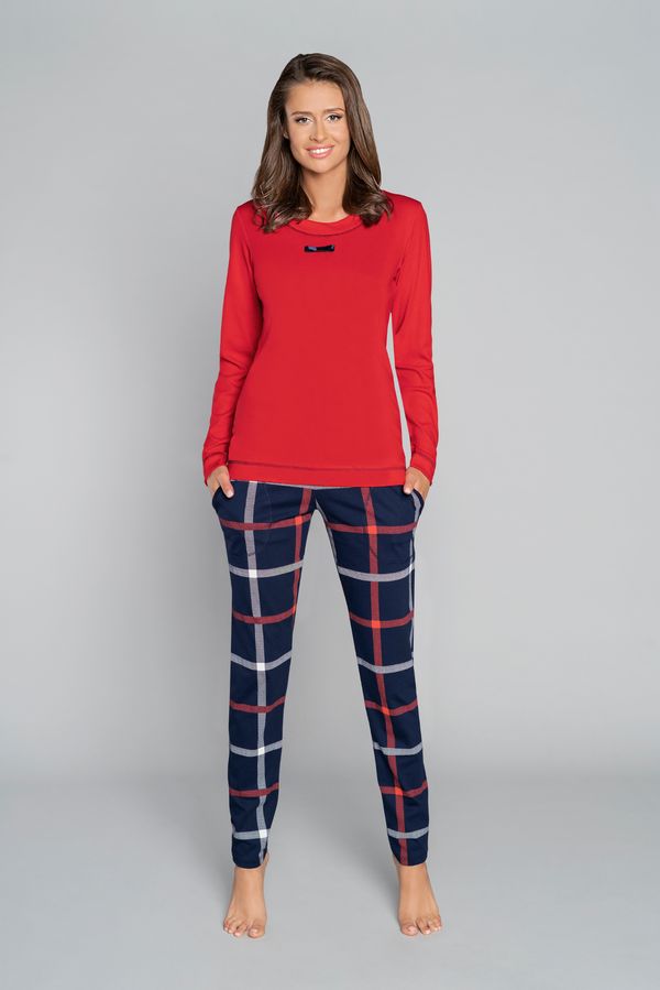 Italian Fashion Izera women's pyjamas, long sleeves, long legs - red/print