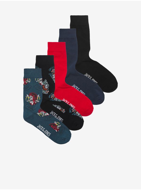 Jack & Jones Jack & Jones Set of five pairs of men's socks in black, red and blue Jack - Men's