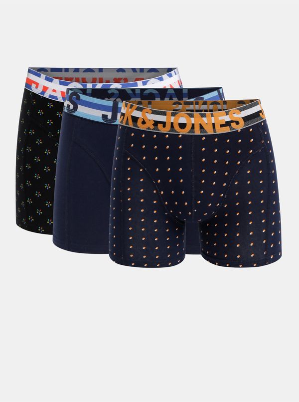 Jack & Jones Jack & Jones Set of three boxers in black and dark blue with Jack & Jone print - Men