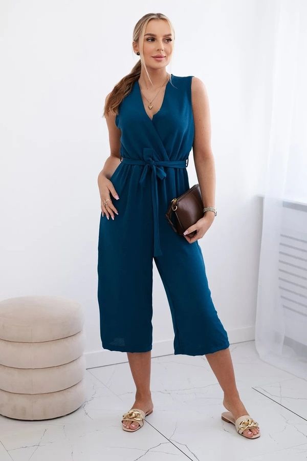 Kesi Jumpsuit with a tie at the waist with navy straps