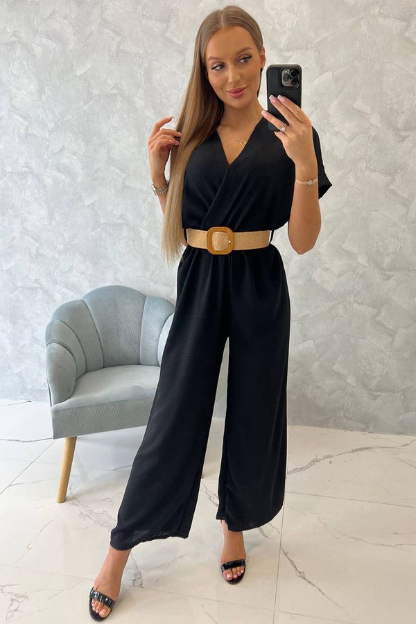 Kesi Jumpsuit with decorative belt at the waist black