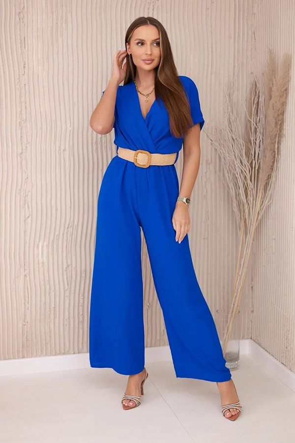 Kesi Jumpsuit with decorative belt at the waist cornflower blue