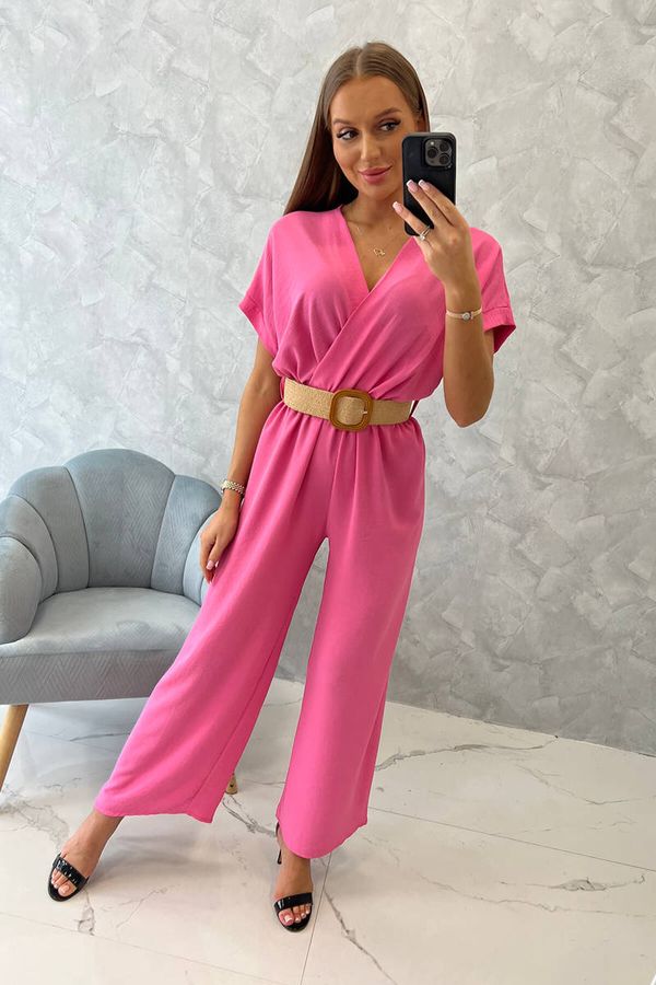 Kesi Jumpsuit with decorative belt at the waist pink