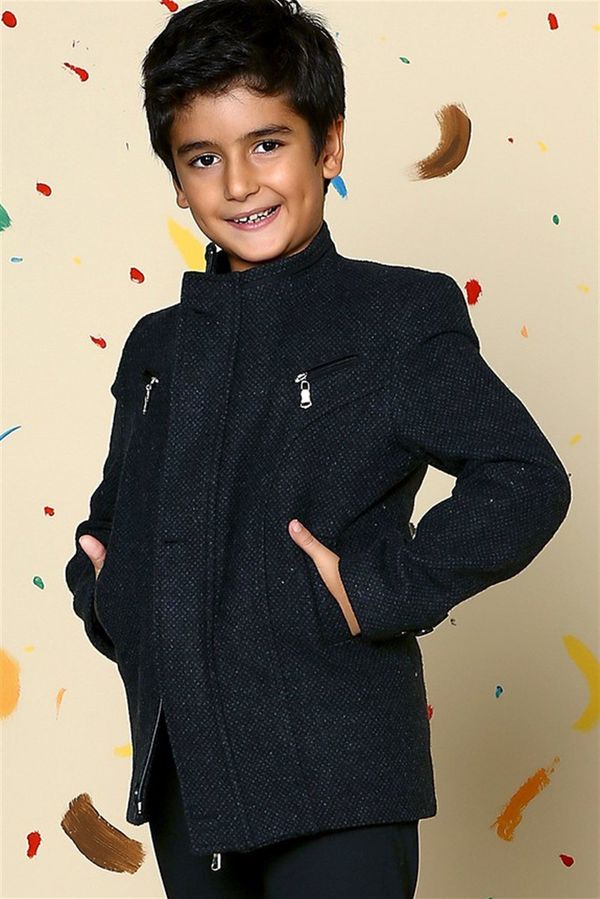 dewberry K3001 DEWBERRY BOYS' COAT-DOTTED ANTHRACITE