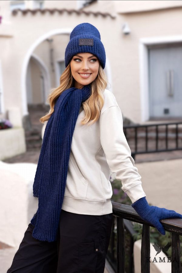 Kamea Kamea Woman's Hat&Scarf K.23.219.12 Navy Blue