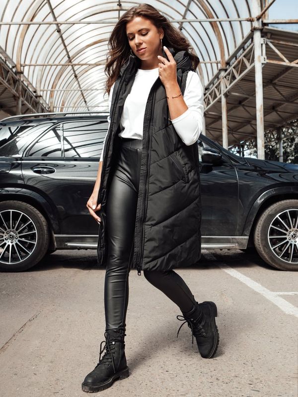 DStreet Kamizelka damska długa LIDMAN czarna Dstreet