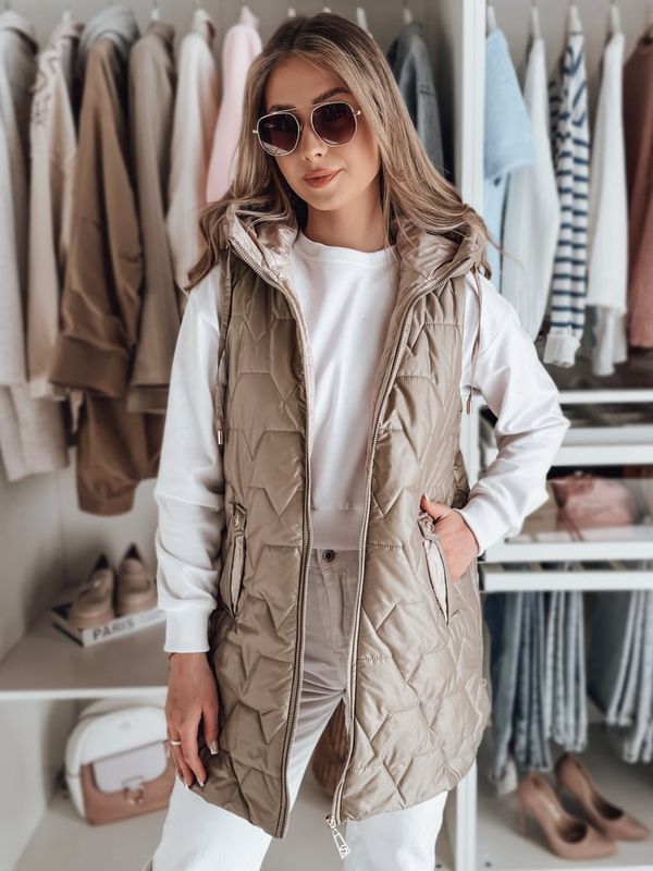 DStreet Kamizelka damska przejściowa pikowana GLITTI kamelowa Dstreet