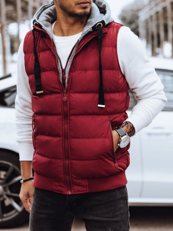 DStreet Kamizelka męska pikowana bordowa Dstreet