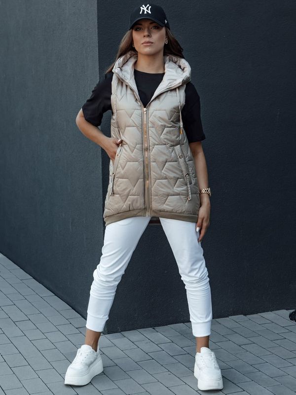 DStreet Kamizelka pikowana damska GLITZY kamelowa Dstreet