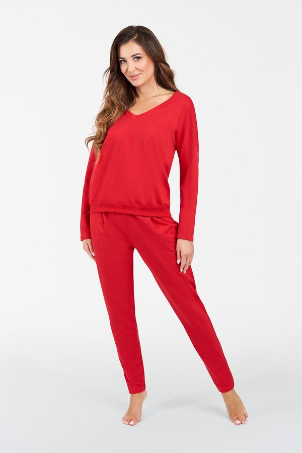 Italian Fashion Karina women's tracksuit with long sleeves, long pants - red