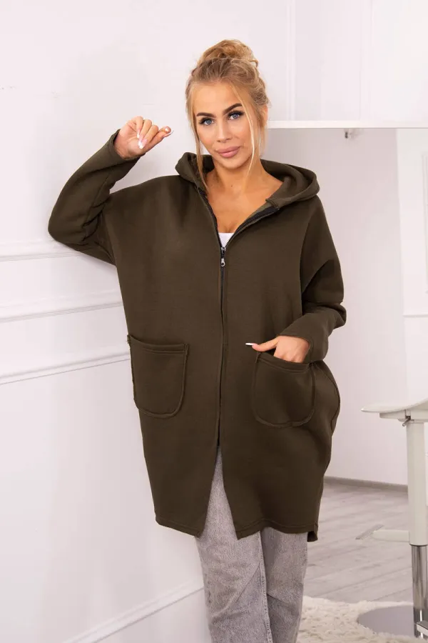 Kesi Kesi Insulated sweatshirt with a longer back khaki