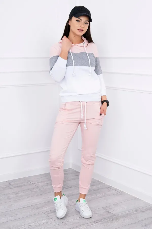 Kesi Kesi Set with colorful stripes powdered pink+gray