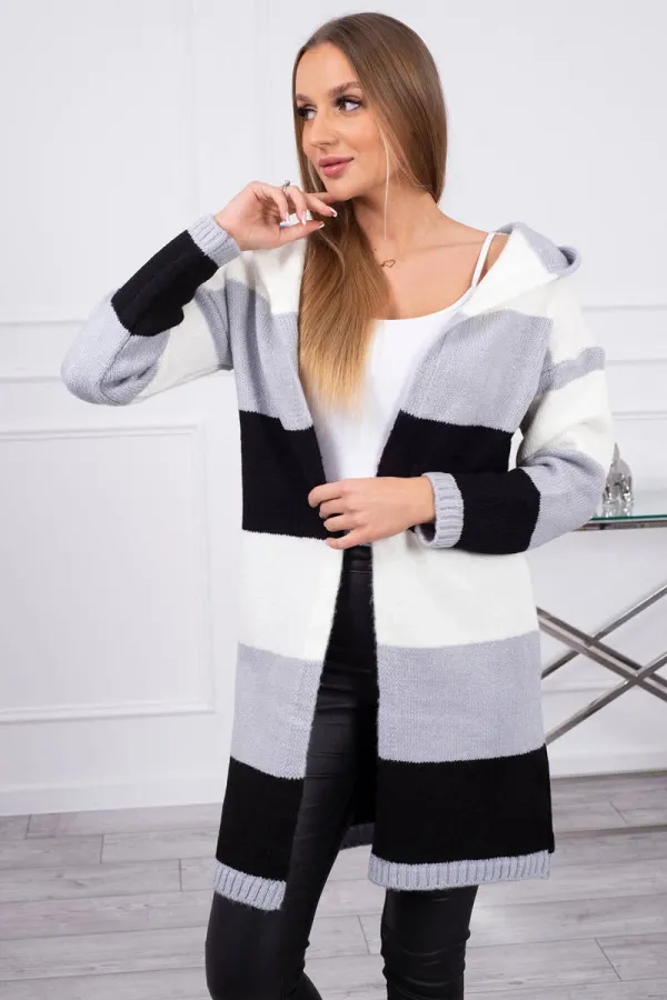 Kesi Kesi Three-color striped sweater ecru+gray+black