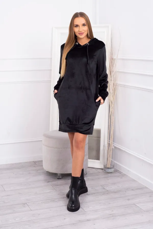 Kesi Kesi Velor dress with a hood black