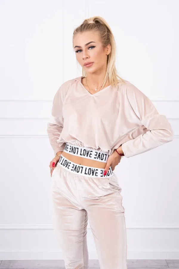 Kesi Kesi Velor set with hood beige