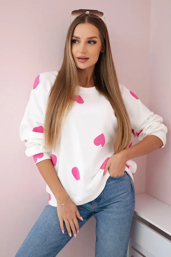 Kesi Włoski Kesi Włoski Butter sweatshirt with hearts print fuchsia