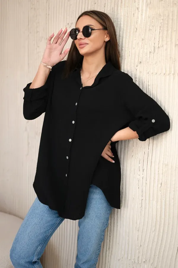 Kesi Włoski Kesi Włoski Cotton muslin shirt oversize black