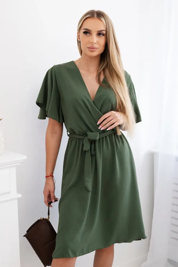 Kesi Włoski Kesi Włoski Dress with a plunging neckline khaki