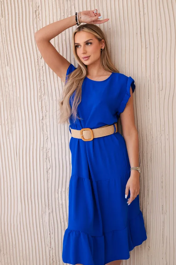 Kesi Włoski Kesi Włoski Dress with frills mauve blue