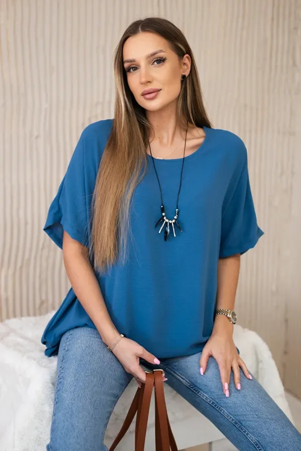 Kesi Włoski Kesi Włoski Oversized blouse with pendant Jeans