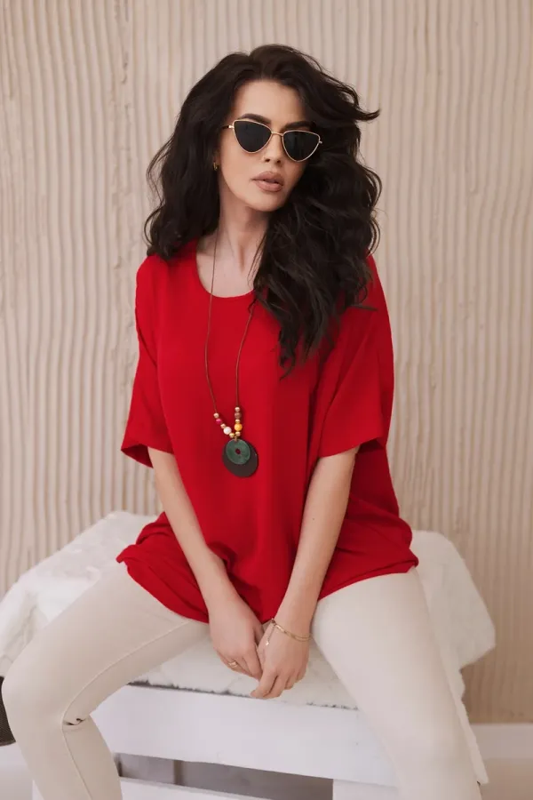 Kesi Włoski Kesi Włoski Oversized blouse with pendant red