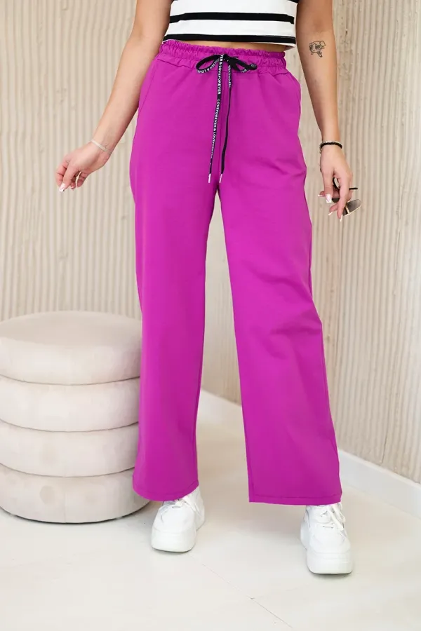 Kesi Włoski Kesi Włoski Punto pants with wide legs dark purple