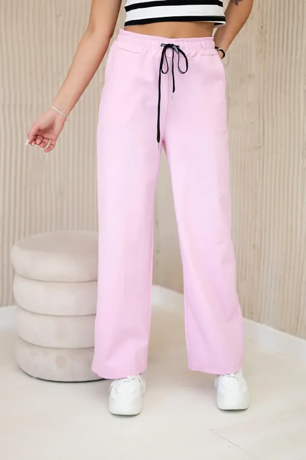 Kesi Włoski Kesi Włoski Punto pants with wide legs light pink