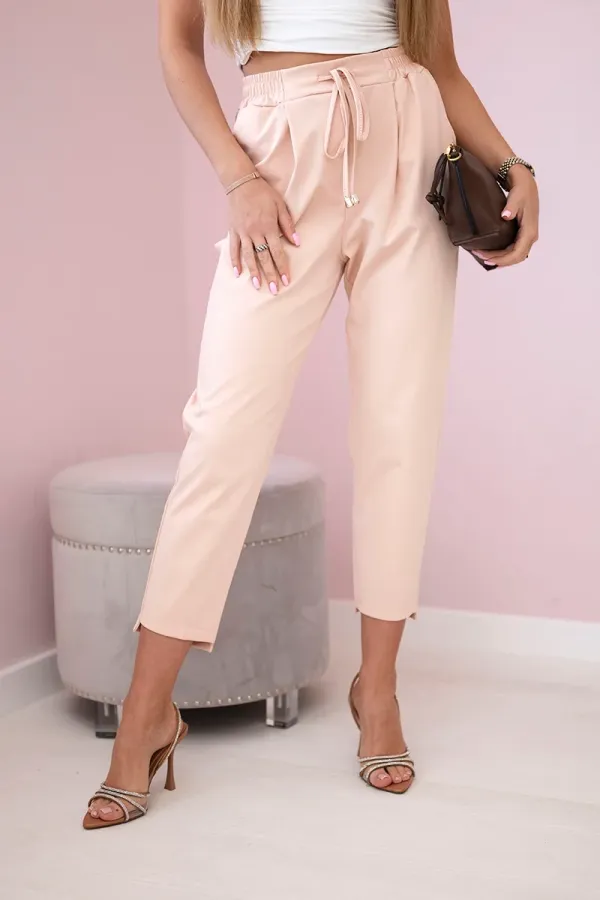 Kesi Włoski Kesi Włoski Punto trousers tied at the waist apricot