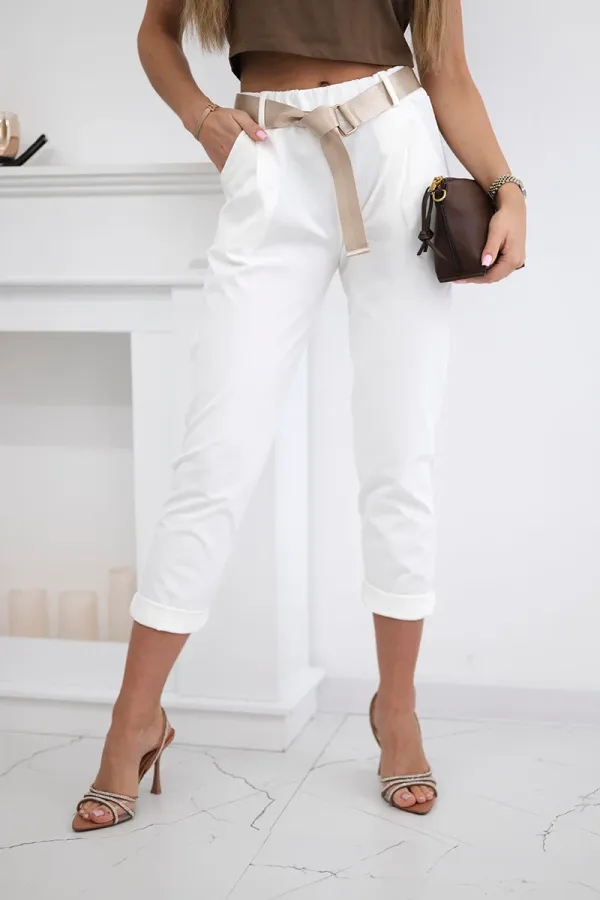 Kesi Włoski Kesi Włoski Punto trousers with belt ecru