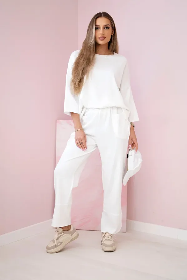 Kesi Włoski Kesi Włoski Set sweatshirt + pants buttery fabric ecru