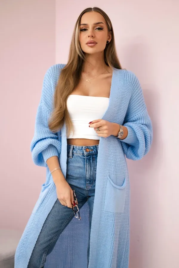 Kesi Włoski Kesi Włoski Sweater long cardigan blue