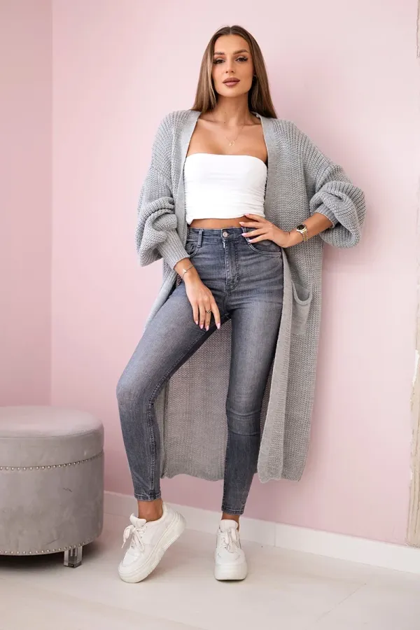 Kesi Włoski Kesi Włoski Sweater long cardigan grey