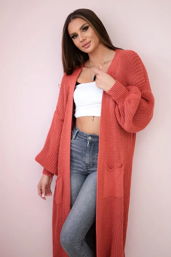 Kesi Włoski Kesi Włoski Sweater long cardigan light pink