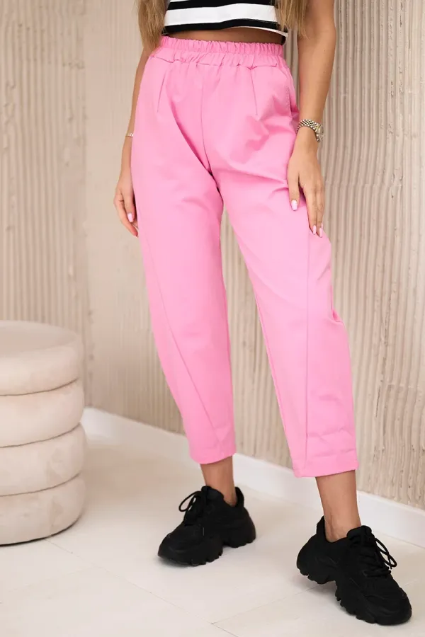 Kesi Włoski Kesi Włoski Trousers with pockets Summer Punto light pink