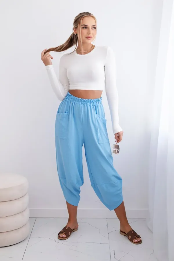 Kesi Włoski Kesi Włoski Trousers with wide leg and pockets blue