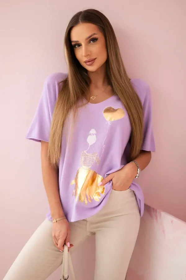 Kesi Włoski Kesi Włoski V-neck sweater blouse violet