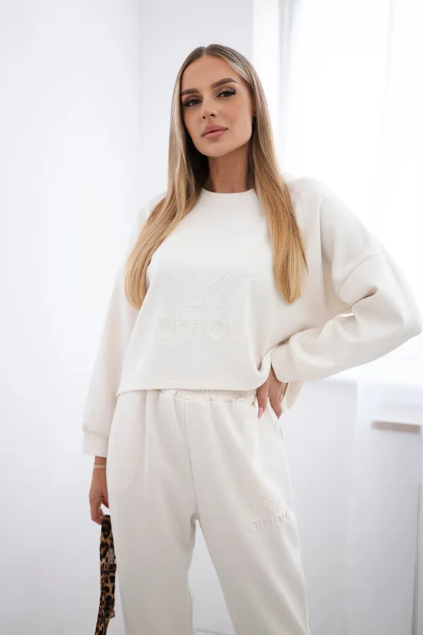 Kesi Włoski Kesi Włoski Viscose set Amour sweatshirt + pants dark beige