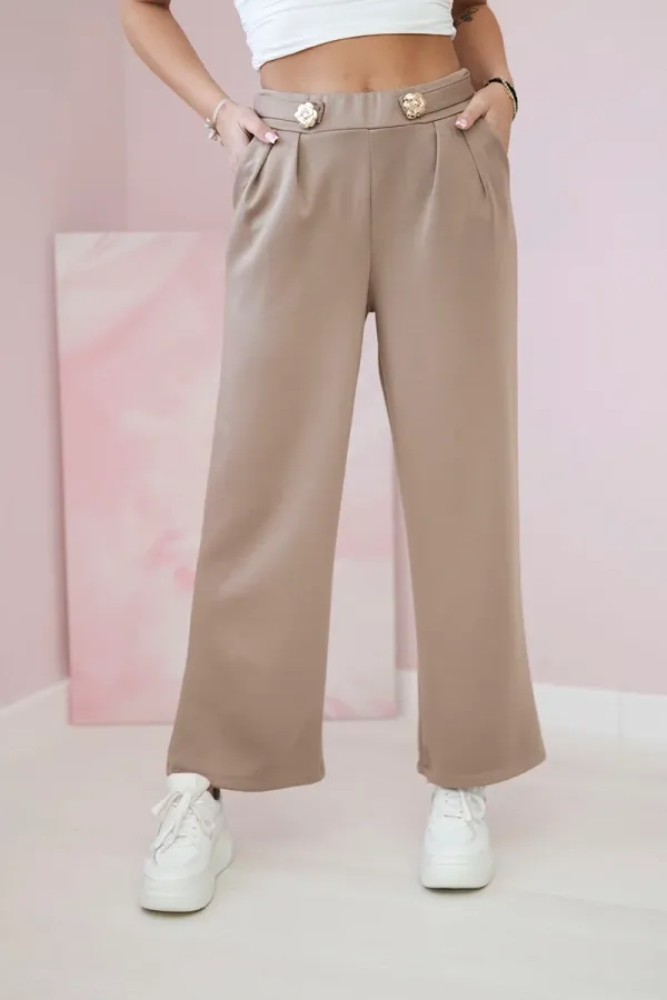 Kesi Włoski Kesi Włoski Wide-leg trousers buttery-fabric fango