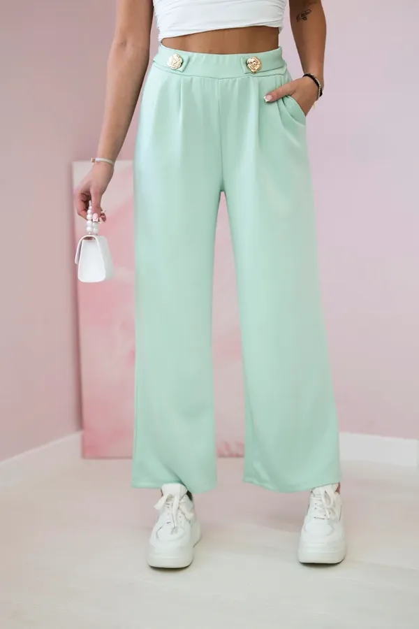 Kesi Włoski Kesi Włoski Wide-leg trousers buttery-fabric mint