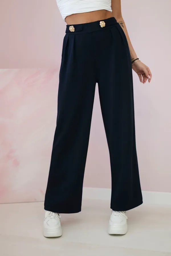 Kesi Włoski Kesi Włoski Wide-leg trousers buttery-fabric navy blue