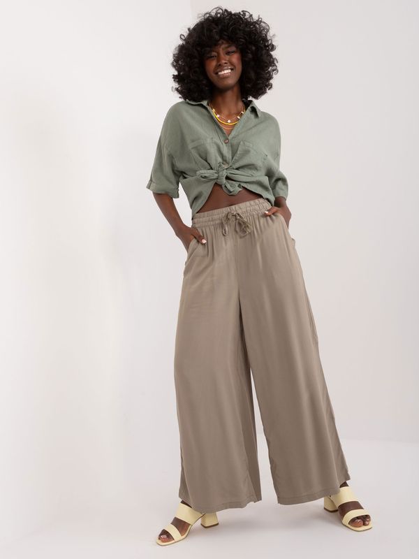 Fashionhunters Khaki airy long wide trousers SUBLEVEL