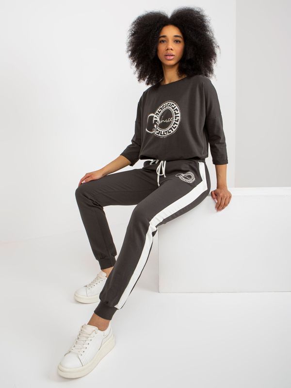 Fashionhunters Khaki cotton tracksuit with trousers