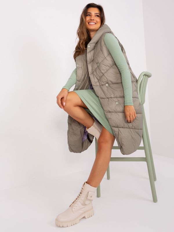 Fashionhunters Khaki down vest with SUBLEVEL fastening