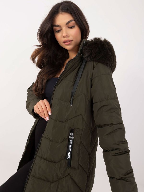 Fashionhunters Khaki down winter jacket with quilting