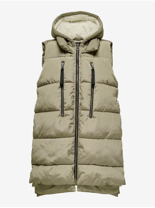 Only Khaki ladies quilted vest ONLY New Nora - Ladies