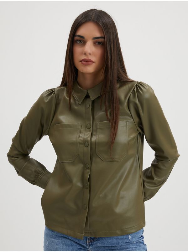 Noisy May Khaki Leatherette Shirt Noisy May Hill - Women